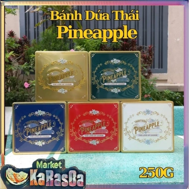 Bánh quy nhân mứt dứa Thái Lan 250g - Hộp thiếc vuông, thơm béo, giá chỉ 155k