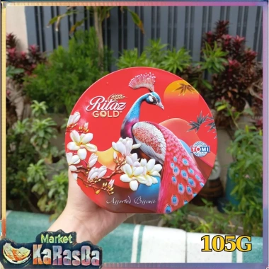 Bánh quy Ritaz Gold 105g Hộp thiếc Tròn vạt đáy - Giá chỉ 67.000₫, giòn thơm