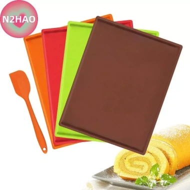 Bánh Silicone Cuộn 1 Cái - Thảm Chống Dính, Khay Nướng, Miếng Lót Bánh Ngọt 4 Bánh Silicone Cuộn 1 Cái - Thảm Chống Dính, Khay Nướng, Miếng Lót Bánh Ngọt 4