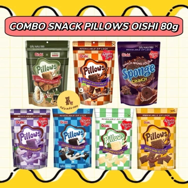 Bánh Snack PILLOWS Oishi 80g - Bánh gối nhân kem, túi zip, giảm còn 36.000 VND