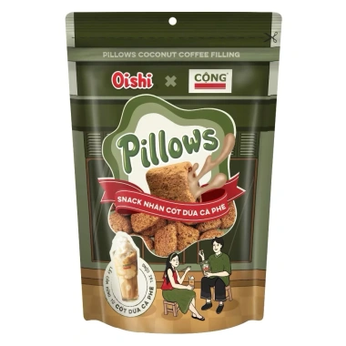 Bánh Snack PILLOWS Oishi 80g - Bánh gối nhân kem, túi zip, giảm còn 36.000 VND