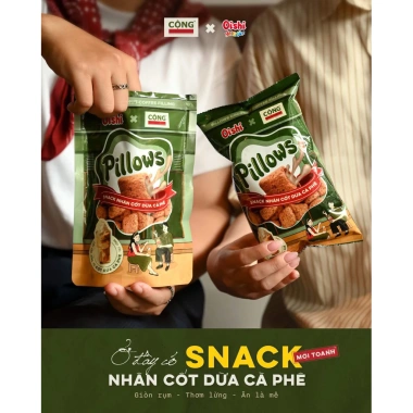 Bánh Snack PILLOWS Oishi 80g - Bánh gối nhân kem, túi zip, giảm còn 36.000 VND