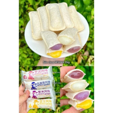 Bánh Sữa Chua Ông Già HESHAN 1kg 58-64 bánh 4 vị Vỏ mềm Nhân béo Giá 89.999đ 3 Bánh Sữa Chua Ông Già HESHAN 1kg 58-64 bánh 4 vị Vỏ mềm Nhân béo Giá 89.999đ 3