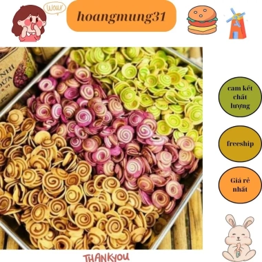 Bánh tai heo nhí mix 3 màu 1kg - Giòn tan, thơm ngon, ăn vặt tuổi thơ, giá ưu đãi 66.600₫