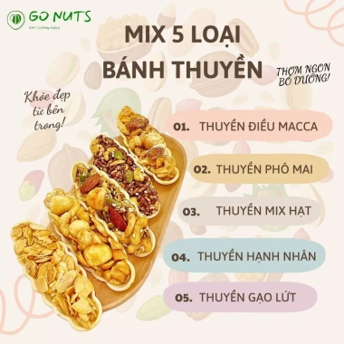 Bánh Thuyền GO NUTS 500g - hạnh nhân, hạt, gạo lức, điều macca, phô mai - 297.800₫ 2