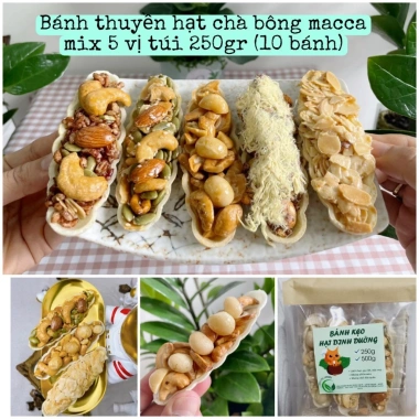 Bánh Thuyền Hạt Chà Bông Macca Hạnh Nhân 5 Vị Mix 250g (10 bánh) - Ăn Kiêng Healthy, Giảm 68k 10