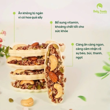 Bánh Thuyền Mix Hạt BalyFoods Siêu Hạt Dinh Dưỡng, Giảm Cân, Dành cho Mẹ Bầu, Giá 99.000₫ 2