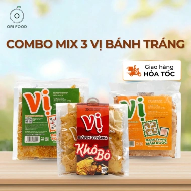 Bánh Tráng 3 Vị HCM Gà Cay, Tỏi Ớt, Mắm Ruốc, Khô Bò, XO – 109k, Đậm vị chuẩn gu