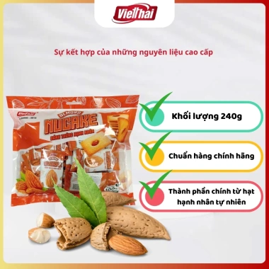 Bánh trứng hạnh nhân Nucake Việt Thái 300g - Nguyên hạt bùi béo, giòn dinh dưỡng, giảm giá 56.000₫ 4 Bánh trứng hạnh nhân Nucake Việt Thái 300g - Nguyên hạt bùi béo, giòn dinh dưỡng, giảm giá 56.000₫ 4