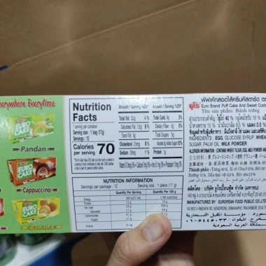 Bánh Trứng Thái Lan Euro Cake 204g - Hộp Gọn, Ngon Ngất, Giá ưu đãi 66.800 VND