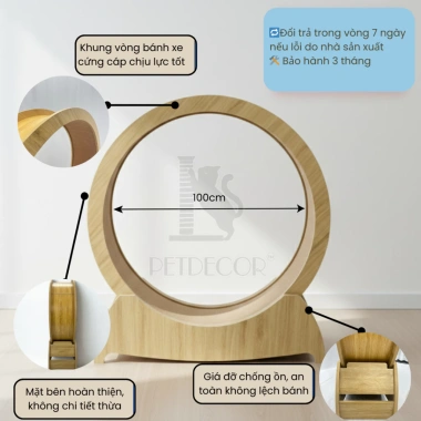 Bánh xe chạy bộ cho mèo PETDECOR CW02 gỗ MDF 100cm - Giá giảm 20%
