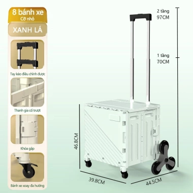 Bánh Xe Kéo Đồ Dã Ngoại Gấp Gọn 2-8 Bánh, Xe Đẩy Thu Gọn Kiểu VaLi Tiện Lợi 10