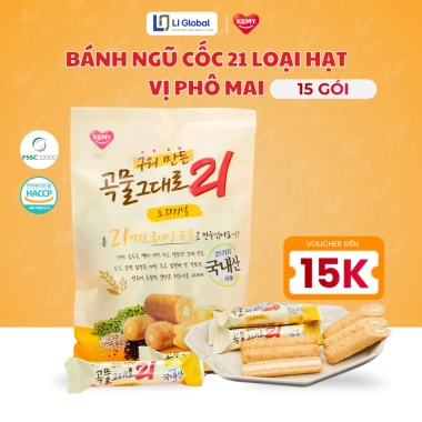 Bánh xốp ngũ cốc KEMY 21 loại hạt vị phomai - Gói 150g Hàn Quốc giá ưu đãi 84,150 VND