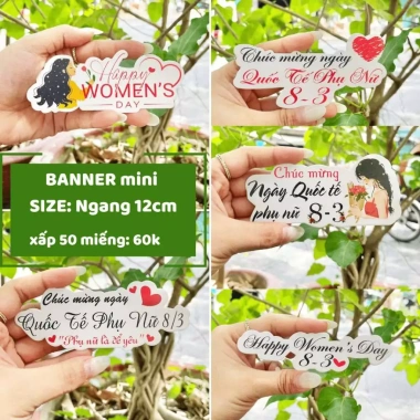 Banner 8/3 xấp 50 trộn 5 mẫu Ivory 300gsm dày dặn, in sắc nét - giảm còn 60.000đ