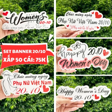 Banner chủ đề 20/10, 20/11 và 8/3 - Xấp 50 cái, Giá ưu đãi 75.000 VNĐ