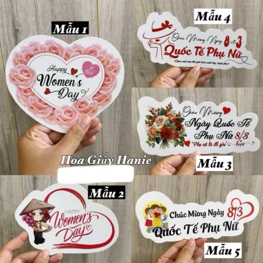 Banner Toper Tag Giấy 8/3 Set 10 Cái - Trang Trí Thiệp, Bó Hoa, Giỏ Quà 19k