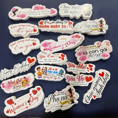Banner Topper Thiệp Gài Cắm Hoa 8/3 20/11 20/10 - Yêu Mẹ, Yêu Vợ, Giảm còn 7.000đ