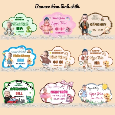 Banner treo tường sinh nhật bé 30x40cm - Giá 92.000₫, thiết kế ngộ nghĩnh, dễ lắp đặt