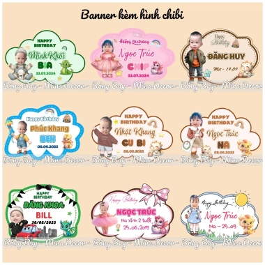 Banner treo tường sinh nhật bé 30x40cm - Giá 92.000₫, thiết kế ngộ nghĩnh, dễ lắp đặt