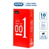Bao cao su 001 JUNCAI Okamto Superthin Red 10 cái - Siêu mỏng 0.01mm, kéo dài, giá 59.000₫