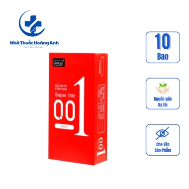 Bao cao su 001 JUNCAI Okamto Superthin Red siêu mỏng 0.01mm kéo dài thời gian quan hệ - Giá chỉ 95.000đ