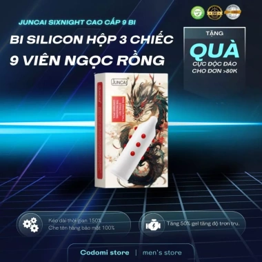 Bao Cao Su 9 Bi Silicon Khổng Lồ JUNCAI SIXNIGHT - Hộp 3 chiếc, Giá chỉ 25.000 VNĐ giảm từ 30.250 VNĐ
