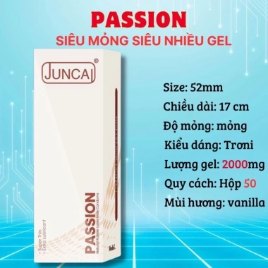 Bao cao su gia đình JUNCAI Passion 001 HA gốc nước, siêu bôi trơn, an toàn - hộp 50 (45k)