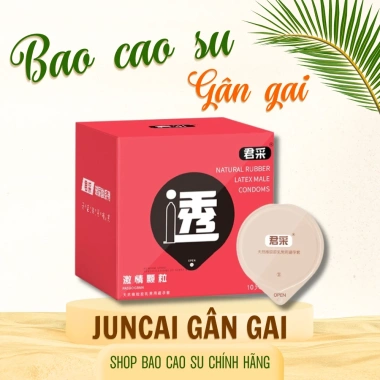 Bao cao su Juncai 001 Gân gai liti Siêu mỏng, nhiều gel bôi trơn, hộp 10 - 55k