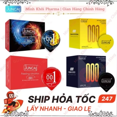 Bao cao su Juncai 001 mỏng 0.01 - Nhiều gel, gân gai, kéo dài, hàng chính hãng - 21.000đ