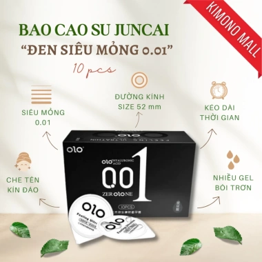 Bao cao su Juncai 0.01 siêu mỏng 52mm gân gai, nhiều gel bôi trơn, kéo dài quan hệ - 60.000đ