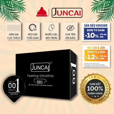 Bao cao su Juncai BCS gân gai siêu mỏng 10 chiếc - Kéo dài, gel bôi trơn, chỉ 60.000₫