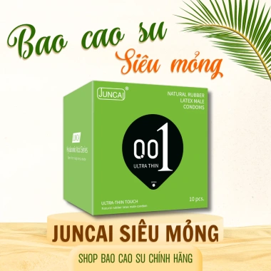 Bao cao su Juncai cao cấp siêu mỏng 001 - Kéo dài thời gian, gân gai tăng khoái cảm, hộp 10 chiếc