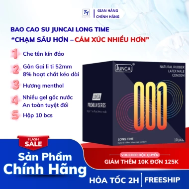 Bao cao su Juncai Long Time siêu mỏng, gân gai cao cấp, nhiều gel bôi trơn, kéo dài thời gian quan hệ - 95.000₫
