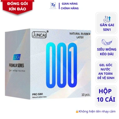 Bao cao su Juncai Pro 5in1 siêu mỏng, gai nổi, kéo dài - ISO CE 80.000₫ (10 cái)