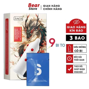 Bao cao su JUNCAI SIXNIGHT 9 bi lớn hộp 3 cái - Cảm giác kéo dài, 69.000 VND
