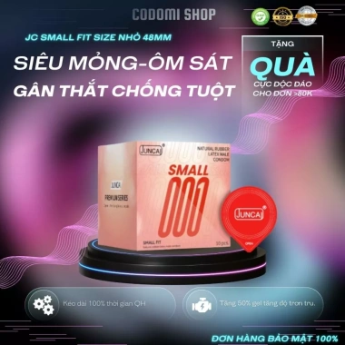 Bao cao su JUNCAI Small Fit 48mm siêu mỏng, nhiều gel, ôm sát, chống tuột - Hộp 10 bcs CODOMI, chỉ 25.000₫
