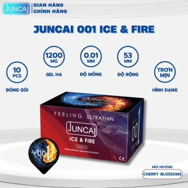 Bao cao su Siêu mỏng JUNCAI 001 Lửa Băng 52mm Nhiều gel kéo dài, chỉ 75.000đ