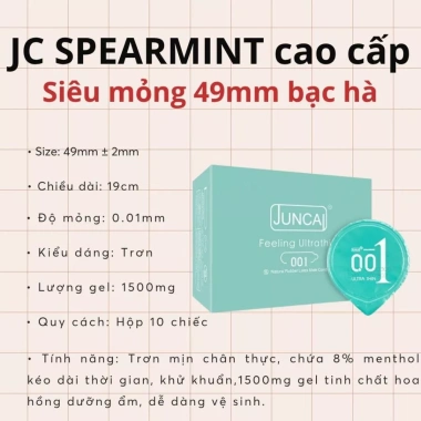 Bao cao su siêu mỏng Kéo dài JUNCAI 001 Spearmint hương bạc hà 49mm 10 Bcs Giá 59.000₫
