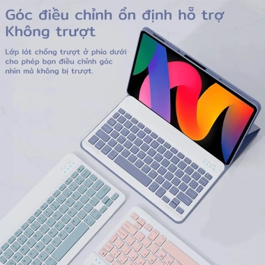 Bao da iPad Air4/5/6/7 + Bàn phím Bluetooth đa năng, tương thích iPad 7-11 inch, giảm giá 132k