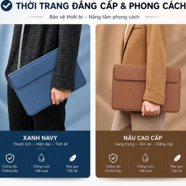 Bao da Macbook Air/Pro đa năng - Túi chống sốc, bảo vệ laptop, giá đỡ & đệm lót cổ tay, giảm còn 210.000₫ 2