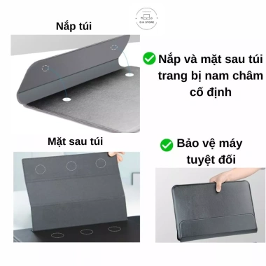Bao da Macbook Air/Pro đa năng - Túi chống sốc, bảo vệ laptop, giá đỡ & đệm lót cổ tay, giảm còn 210.000₫ 8