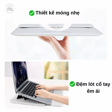 Bao da Macbook Air/Pro đa năng - Túi chống sốc, bảo vệ laptop, giá đỡ & đệm lót cổ tay, giảm còn 210.000₫ 9