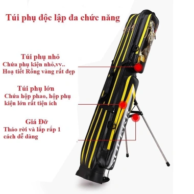 Bao Đựng Cần Câu SuPer Dragon 2-3 Ngăn Da PU Chống Nổ, Kèm Chân Inox Giá 551k 4