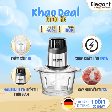 Bảo hành 1 đổi 1 Máy xay thịt đa năng Elegant NSJ03 2 cối 2L & 0.6L lưỡi dao thép siêu bén