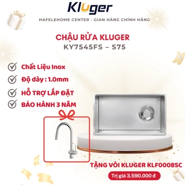Bảo hành 10 năm – Chậu rửa chén Kluger KY7.545FS Inox 304, kèm vòng rửa, 6.590.000₫