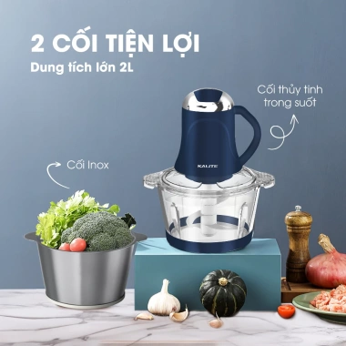 Bảo hành 12 tháng - Máy xay thịt đa năng KALITE 2L, 4 lưỡi siêu bền, làm ruốc, bóc vỏ hành tỏi - Giá chỉ 695.000đ