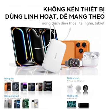 Bảo hành 2 năm Sạc Dự Phòng 20.000mAh PD 22.5W Nhanh, AC có dây, hỗ trợ iPhone 8-17 & Android - Giảm tới 659.000₫