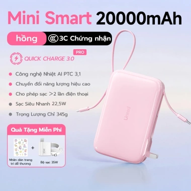 Bảo hành 2 năm Sạc Dự Phòng 20.000mAh PD 22.5W Nhanh, AC có dây, hỗ trợ iPhone 8-17 & Android - Giảm tới 659.000₫
