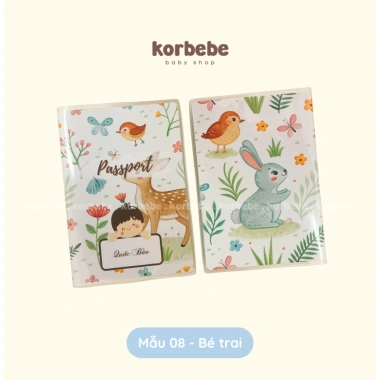 Bao hộ chiếu PVC bìa màu đa ngăn dày in tên theo yêu cầu Korbebe độ bền cao 48k