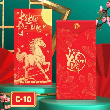 Bao lì xì chất Xấp 10 2.026 Bính Ngọ - Lì xì con ngựa xinh xắn, giá chỉ 8.500 VND